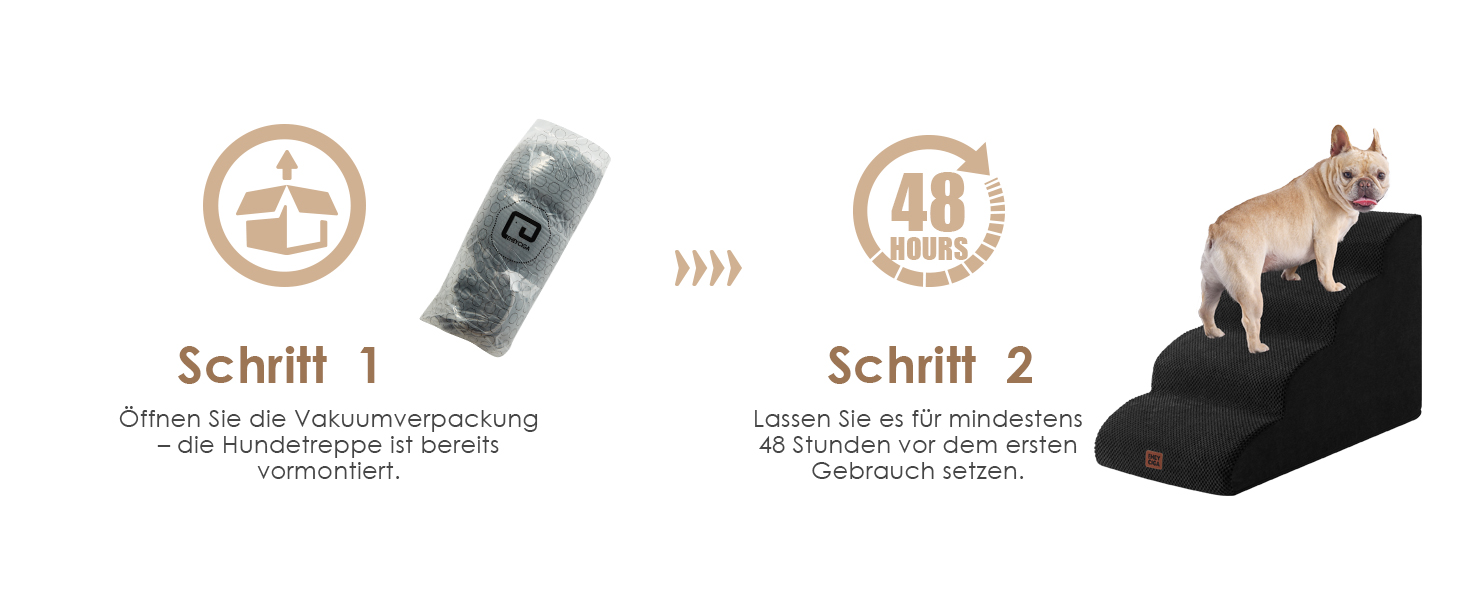Сходинки для собак EHEYCIGA: 50 см, 4 сходинки, для маленьких собак, на диван/ліжко, з високощільним губчастим матеріалом, знімний та миючий чохол, антиковзне покриття, сірий (40 x 50 x 30 см)