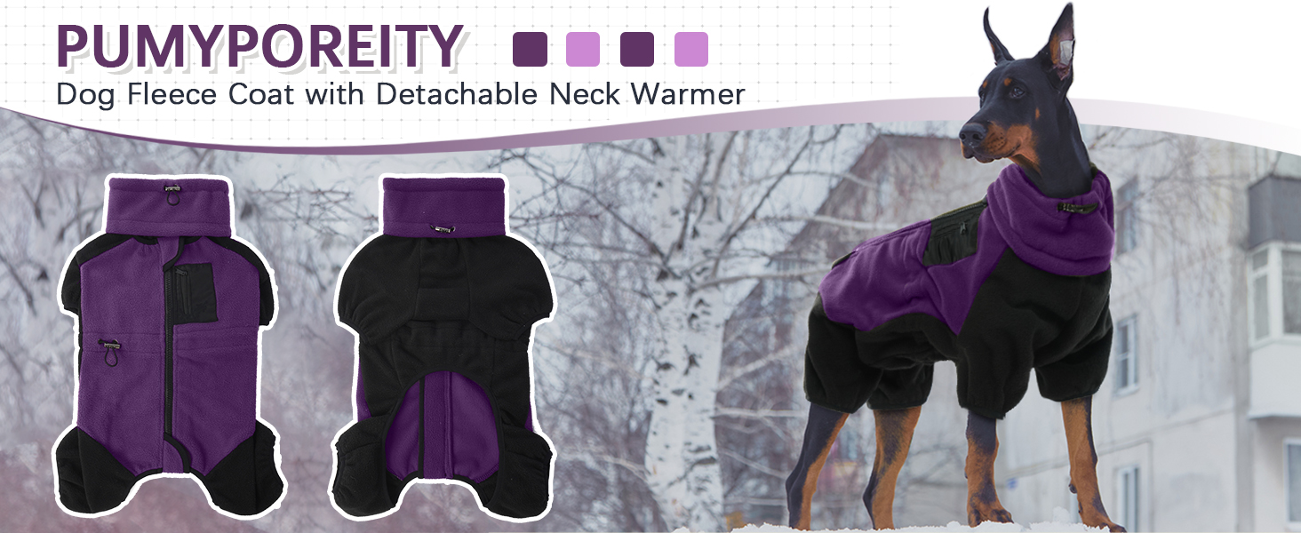 Пуловер для собак, тепла куртка з флісу, костюм для середніх собак, костюм-комбінезон з ніжками, пуловер для собак, теплий халат з флісу, костюм для собак Hunter Fleece (Хакі, фіолетовий)