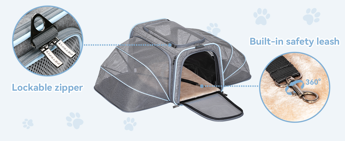 Складна переноска для котів і собак Petsfit, розширювана авіа-сумка з плечовим ременем, синя, розмір S