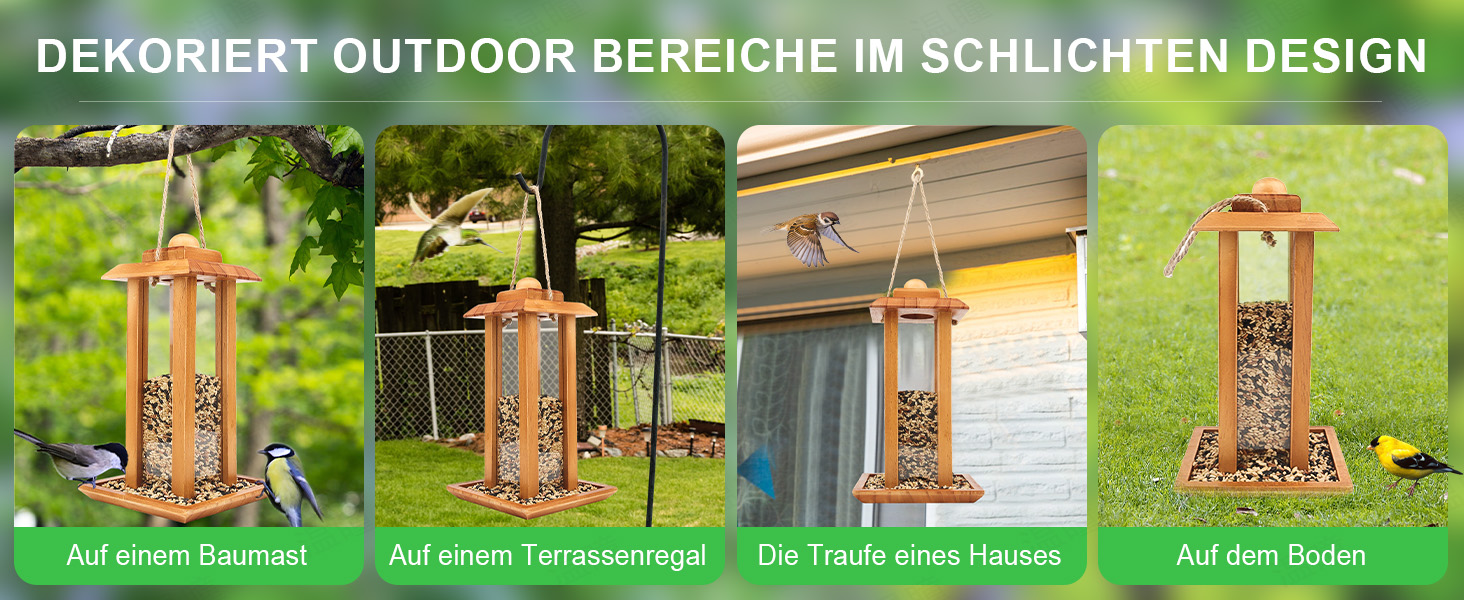 Дзеркальний годівничка для птахів YIKEDAN | Годівниця для птахів з дерева, на підвішування, вологостійка