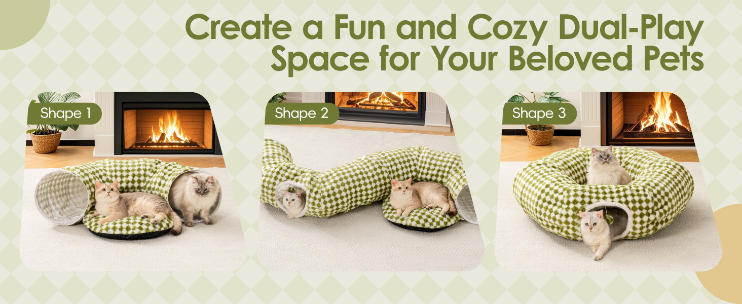 Туннель для котів MewooFun, 90 см, з м'яким лежаком, інтерактивна іграшка для котів, складаний, багатофункціональний