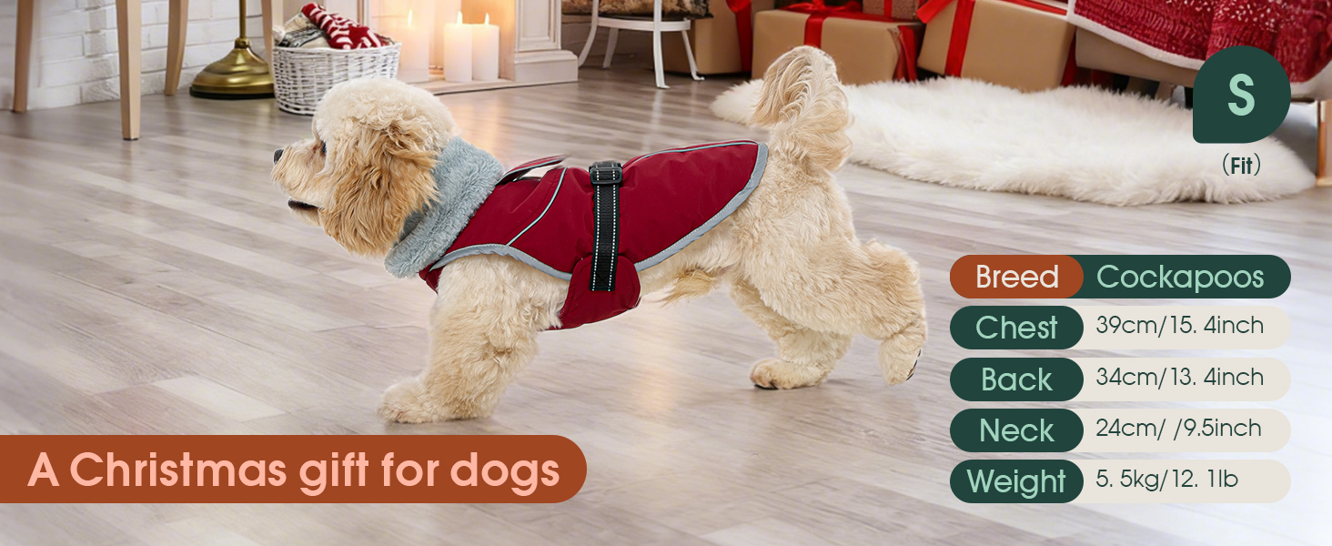 Куртка для собак Kuoser, тепла, водонепроникна, флісова, червона, розмір M