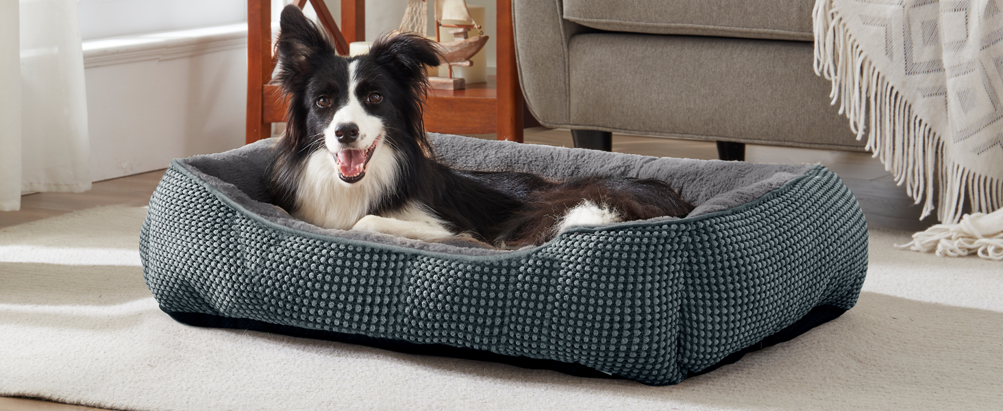 Крісло-лежанка для собак середніх порід FURTIME, м'яке, миється, з антиковзним покриттям, 76x61x23 см, синій морський колір