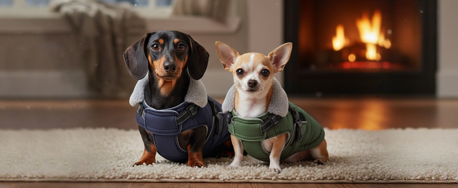 Зимовий теплий накид для собак ASENKU (S, M, L, XL) – водонепроникний, вітронепроникний, з відбиваючими елементами, з нагрудником, для маленьких, середніх та великих собак, зелений