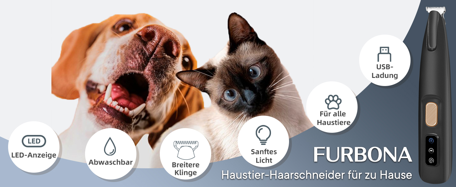 Триммер для собак та котів Pfotentrimmer з LED-підсвічуванням, 18 мм, тихий (35 дБ), водонепроникний, акумуляторний, для догляду за лапами, вухами, обличчям та хвостом (чорний)