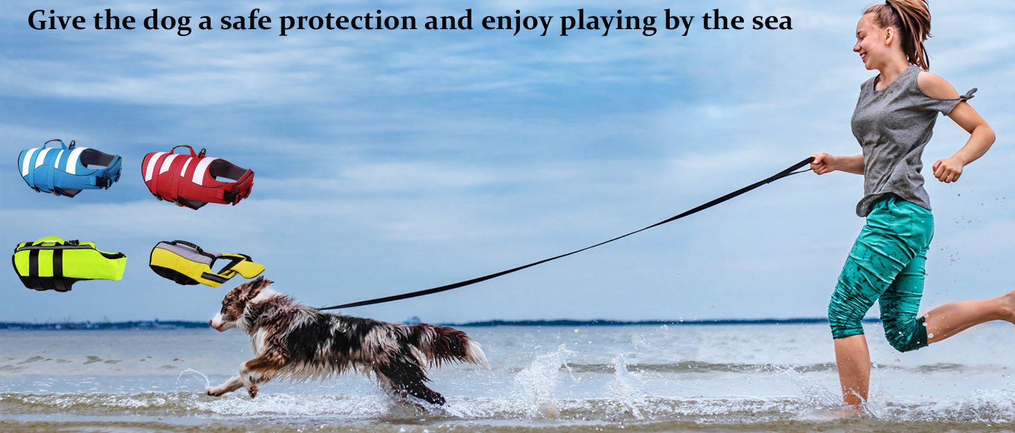 Жилет для плавання собак, блакитний, з Airbag та світловідбиваючими смугами (M)