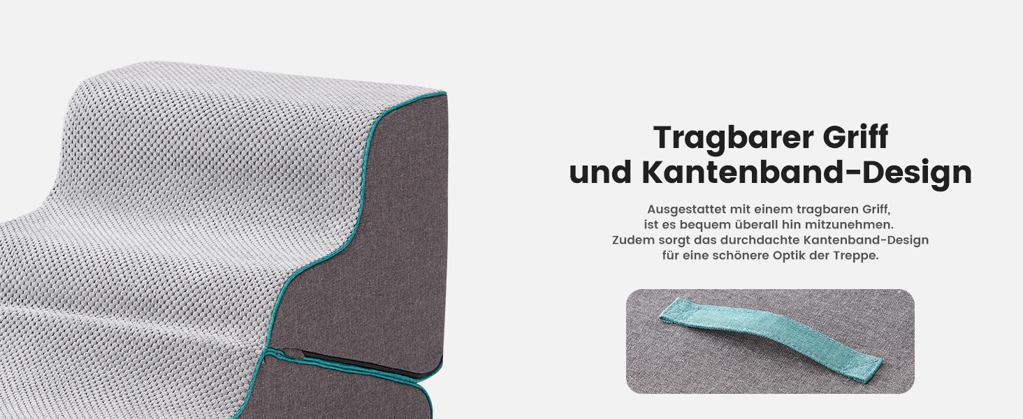 Східці для собак Garder Pet - 35/42 см, 3 сходинки, з високощільної піни, з водонепроникним антиковзким покриттям для ліжка, дивану, софи, сірі