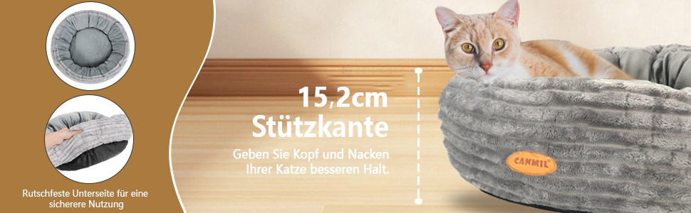 Кругле ліжко для котів та собак, сіре, 50.8 см, з м'яким флісовим покриттям, миється, зручне для сну