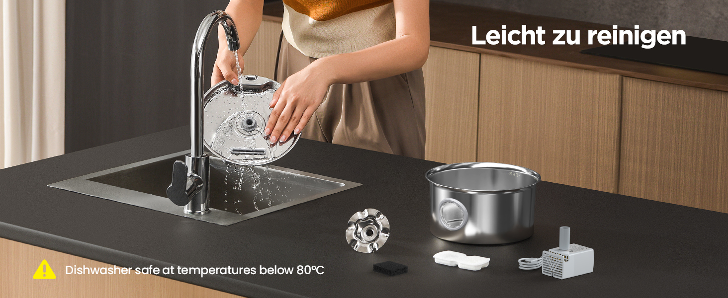 Турнік для котів з нержавіючої сталі Katzenbrunnen: фонтанчик для води, 2.6л, дисплей рівня води, дизайн водоспаду, підходить для собак та котів