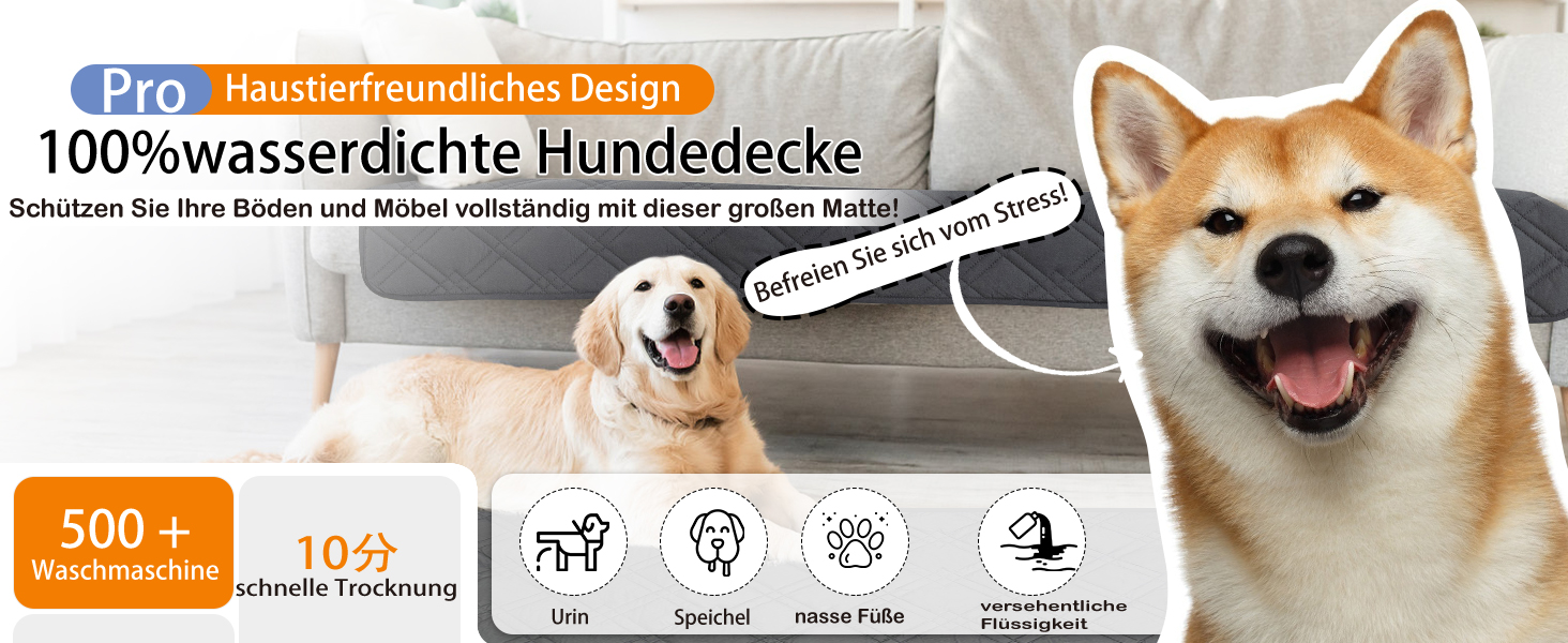 Водонепроникний килимок для собак GYURO, великий, миючий, з неслизьким дном, захищає меблі (235*259 см, 77*178 см, сірий)