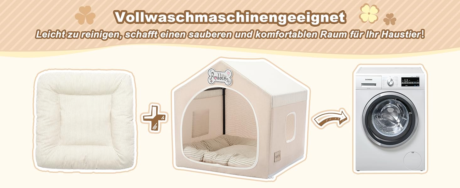 Будка для собак Jiupety, внутрішня, розкладна, для собак 4-9 кг, розмір M, 43x43x43 см, бежева