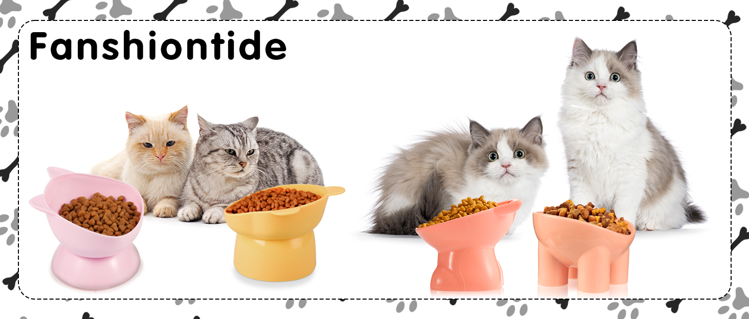 Підвищений годівниця для котів, підставка для мисок, нахилена на 15°, антиблювотний годівник, захист шиї, для домашніх тварин