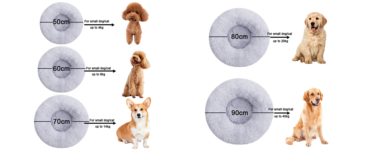 Кругле ліжко для собак та котів Nisrada, 80 см, сірого кольору, м'яке, зручне, з неслизьким дном, для цуценят та великих собак, 80x80x20 см