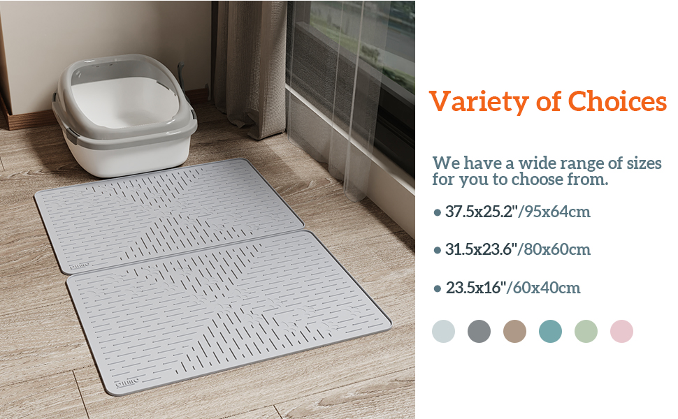 Килимок для котячого туалету OHMO, 80x60 см, преміум-силікон, великий, вологостійкий, без BPA, легко миється, світло-зелений