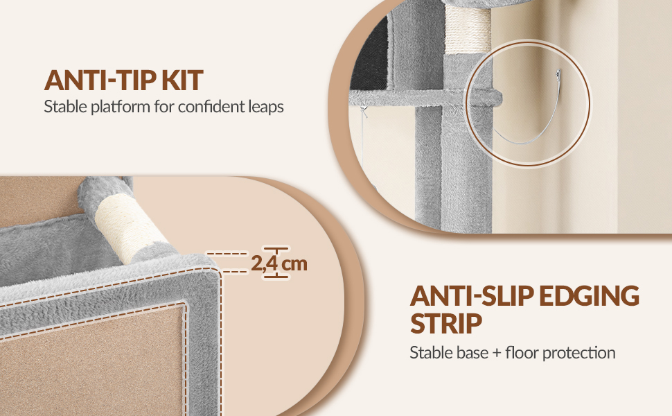 Дерево для котів Kratzbaum Groß 216 см, XXL, з 2 затишними будиночками, 2 платформами, 2 кошиками, гамаком, сірий, для дому