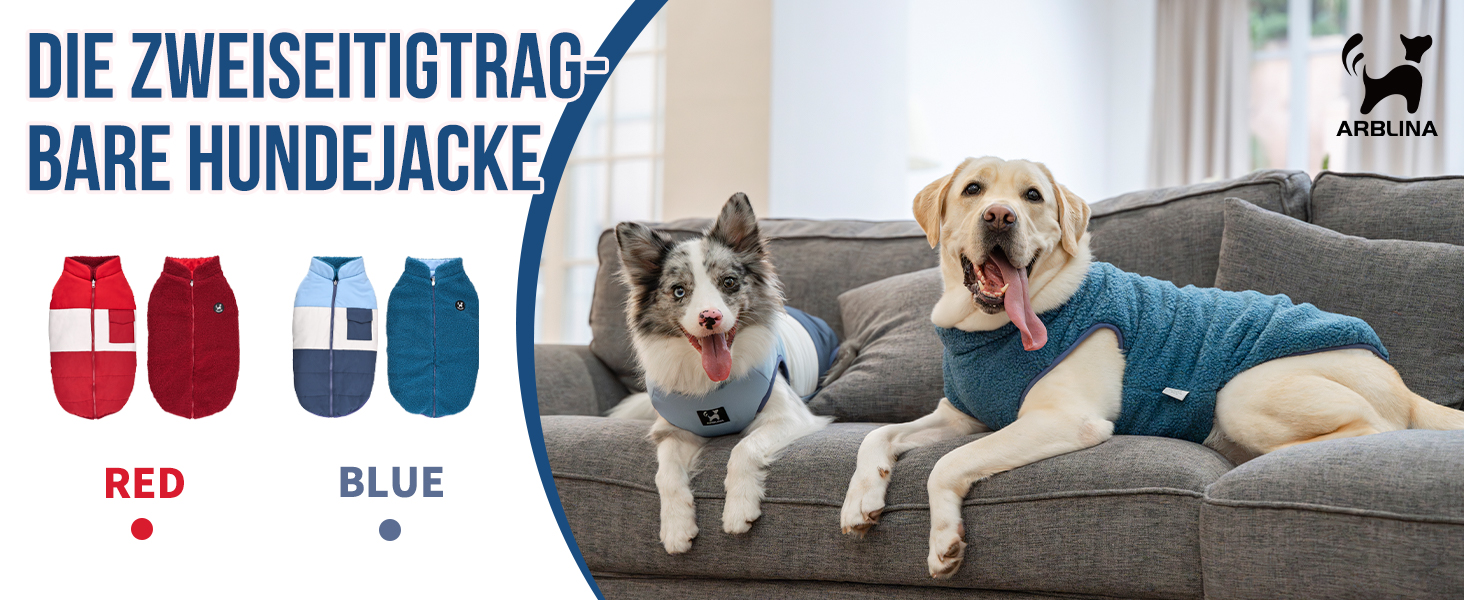 Зимовий одяг для собак: двосторонній водонепроникний теплий зимовий костюм з флісовою підкладкою, зручний застібкою-блискавкою, синій, розмір S (обхват грудей 58-60см, довжина спини 40см)