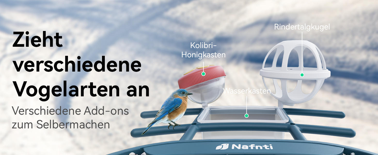 Сонячна годівниця для птахів з камерою 2K, з AI розпізнаванням понад 10 000 видів, об'єм 1.8L, IP65 водонепроникна, Wi-Fi 2.4 GHz/5 GHz, нічне бачення, подарунок для любителів птахів