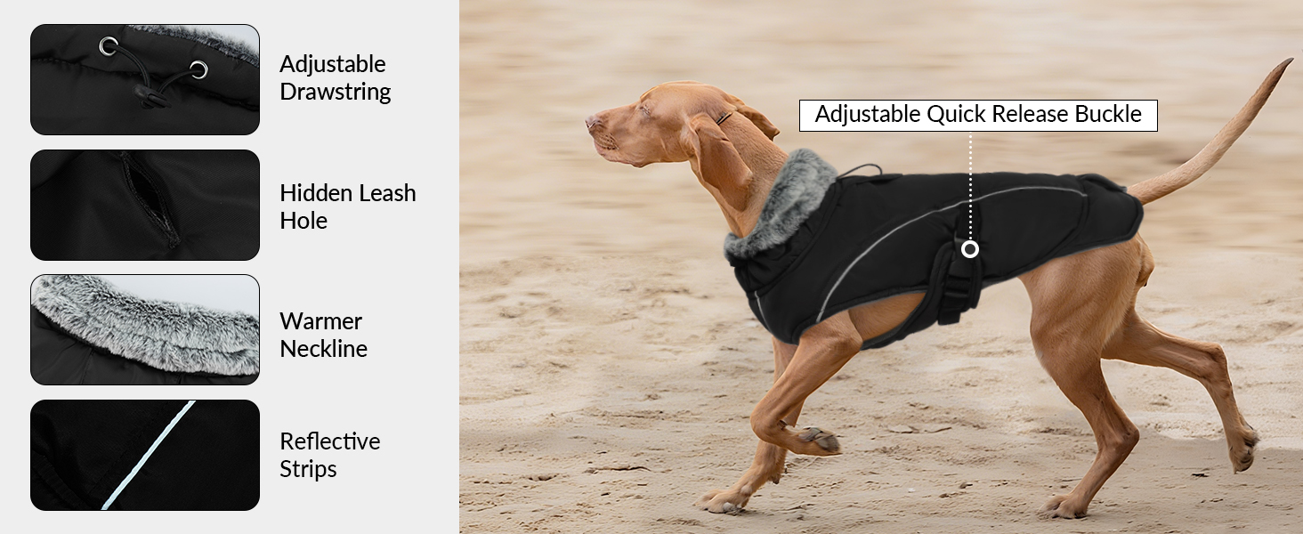 Зимовий теплий одяг для собак великих порід: куртка та пуловер (XXL, чорний)