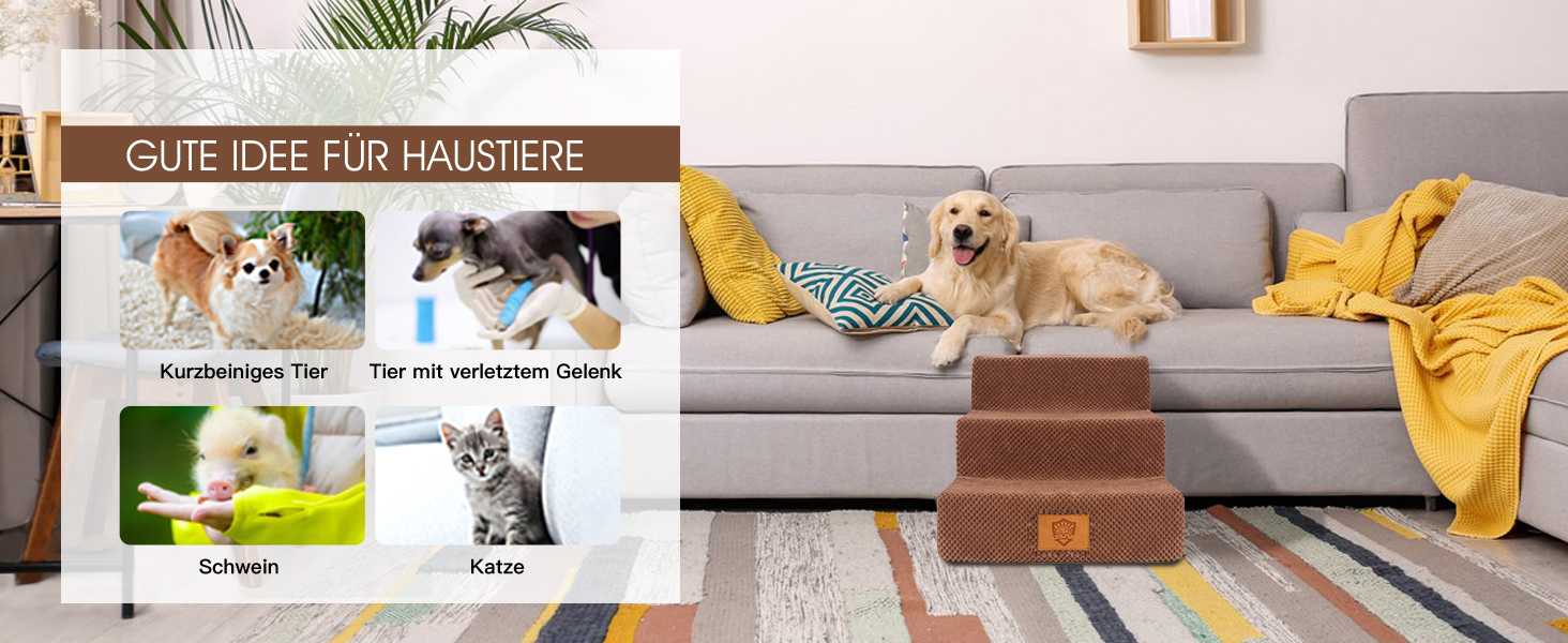 Сходинки для собак та котів Zvonema: 3 сходинки, антиковзкі, знімний чохол, для маленьких тварин