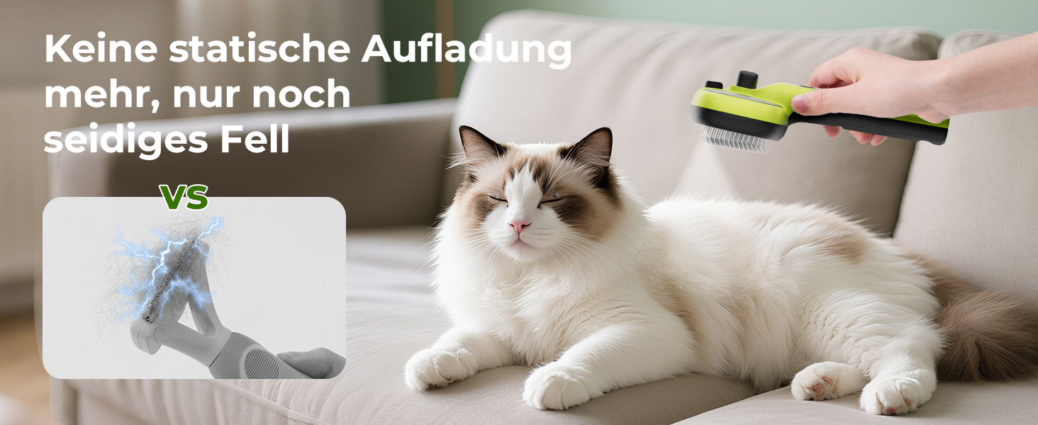 Побутова щітка для котів Pecute з парою та спреєм, багатофункціональна, для довгошерстих котів та собак, великий резервуар для води, масажна щітка, тільки прохолодний туман (зелена)