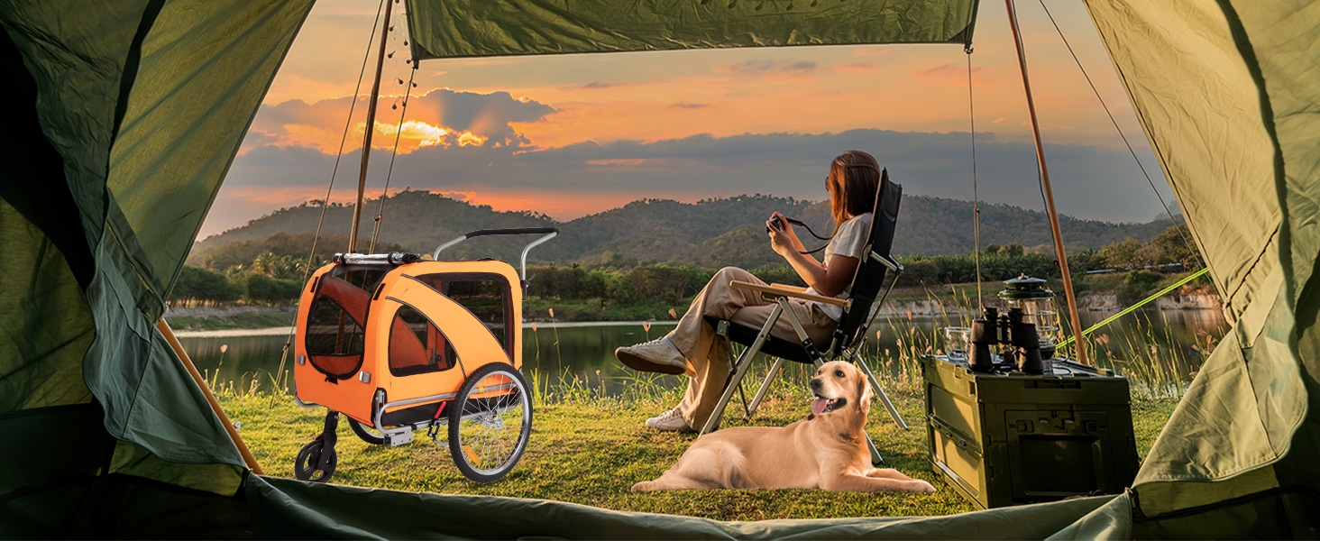 Трансформер для собак XL: велосипедний/біговий, 600D Oxford, до 40 кг, жовтий