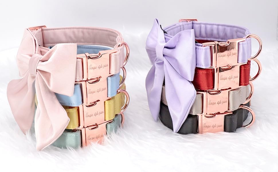 Шовковий ошийник для собак Mandarine, регульований, довговічний, з бантиком, для великих собак, розмір M