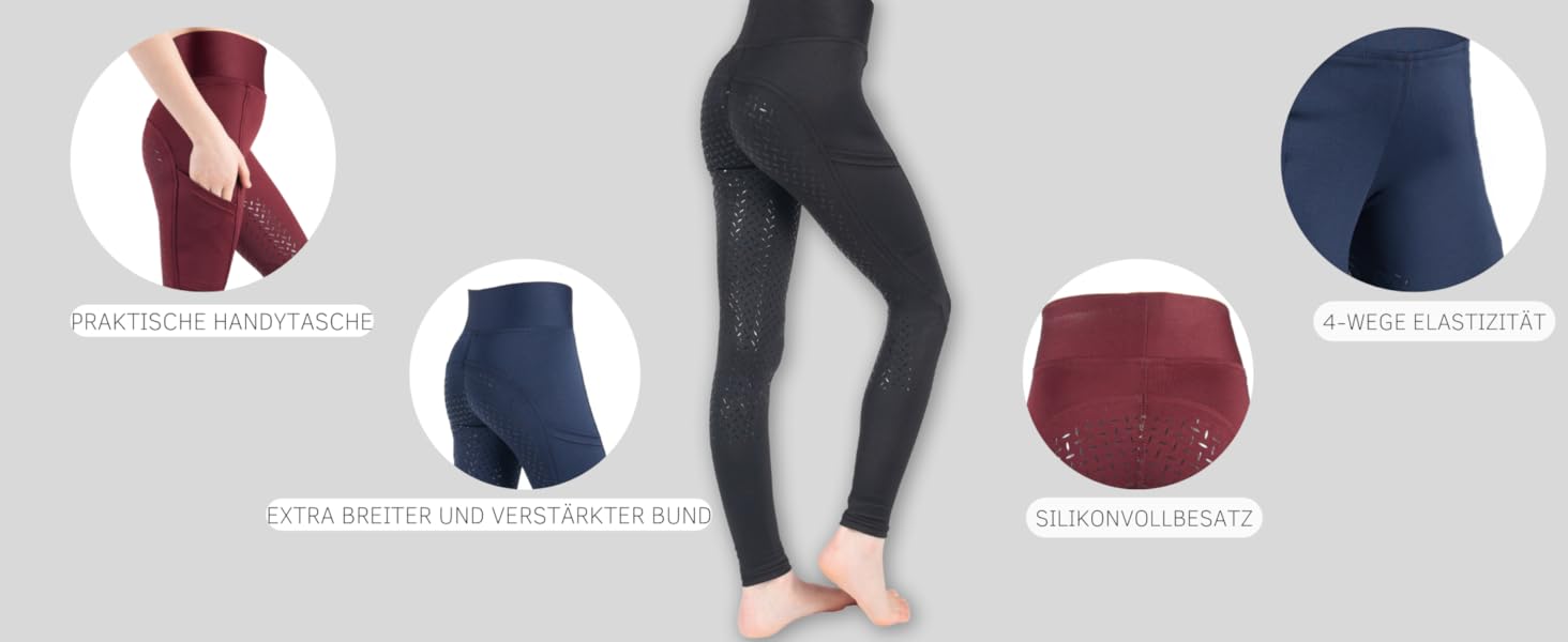 Легінси для верхової їзди PFIFF Selina з кишенею для телефону, блакитні (M)