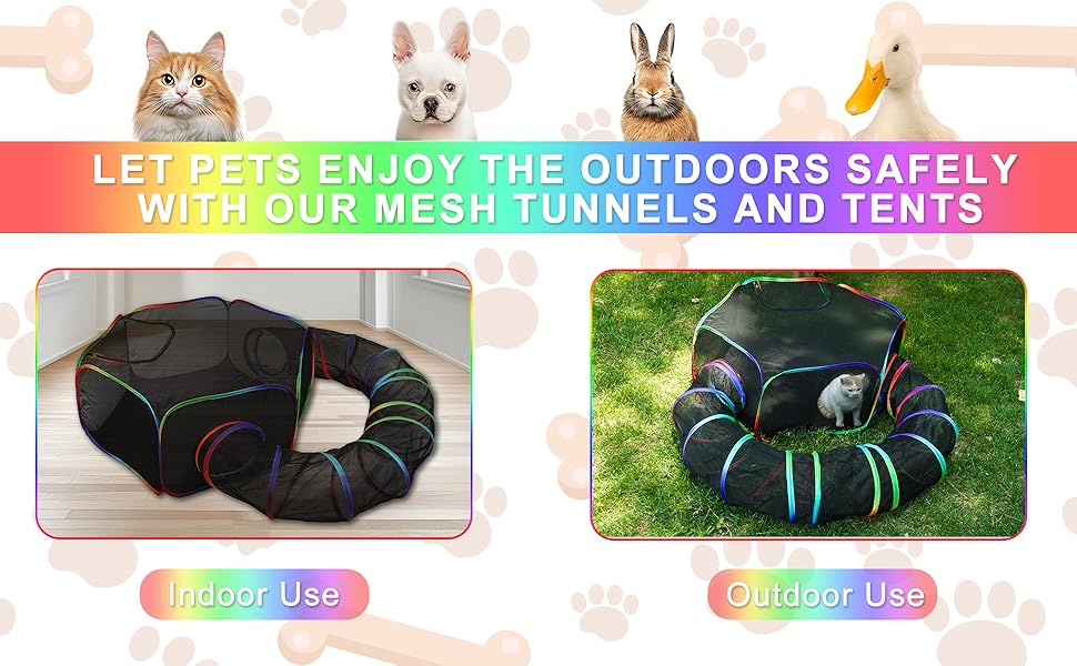Клітка-тунель для котів DiDiBirDi 2 в 1 на вулицю: тунель та вольєр, портативна клітка для котів, дрібних собак та кроликів