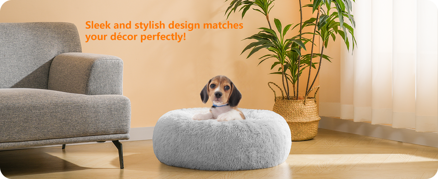 Ортопедичне ліжко для собак, кругле, м'яке, для котів та собак, лежанка-донатик, 60 см, сірий колір