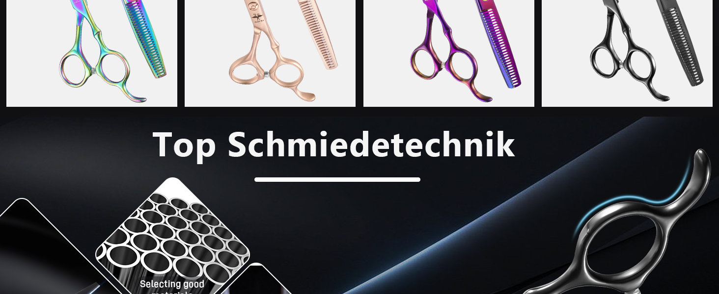 Набір професійних перукарських ножиць PURPLEBIRD (10 шт.) з нержавіючої сталі: перукарські та фінішні ножиці для барберів, перукарів та початківців