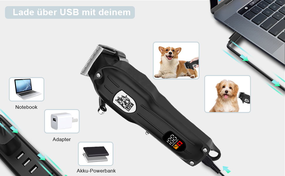 Машинка для стрижки собак, акумуляторна бездротова тиха, для котів та інших тварин, чорна