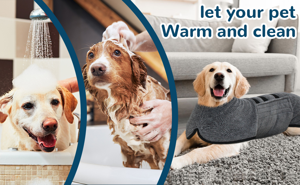 Рушник для собак з мікрофібри, сірий, XL. Швидковисихаючий, з клямками та регульованою стрічкою. Для великих, середніх та маленьких собак