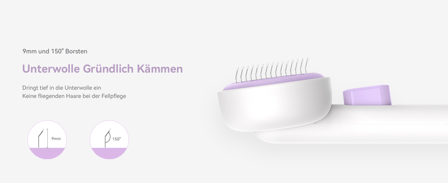 Щітка для котів Aumuca з кнопкою витягування, довговічна, для короткої та довгої шерсті, видаляє відмерле волосся та масажує, фіолетова