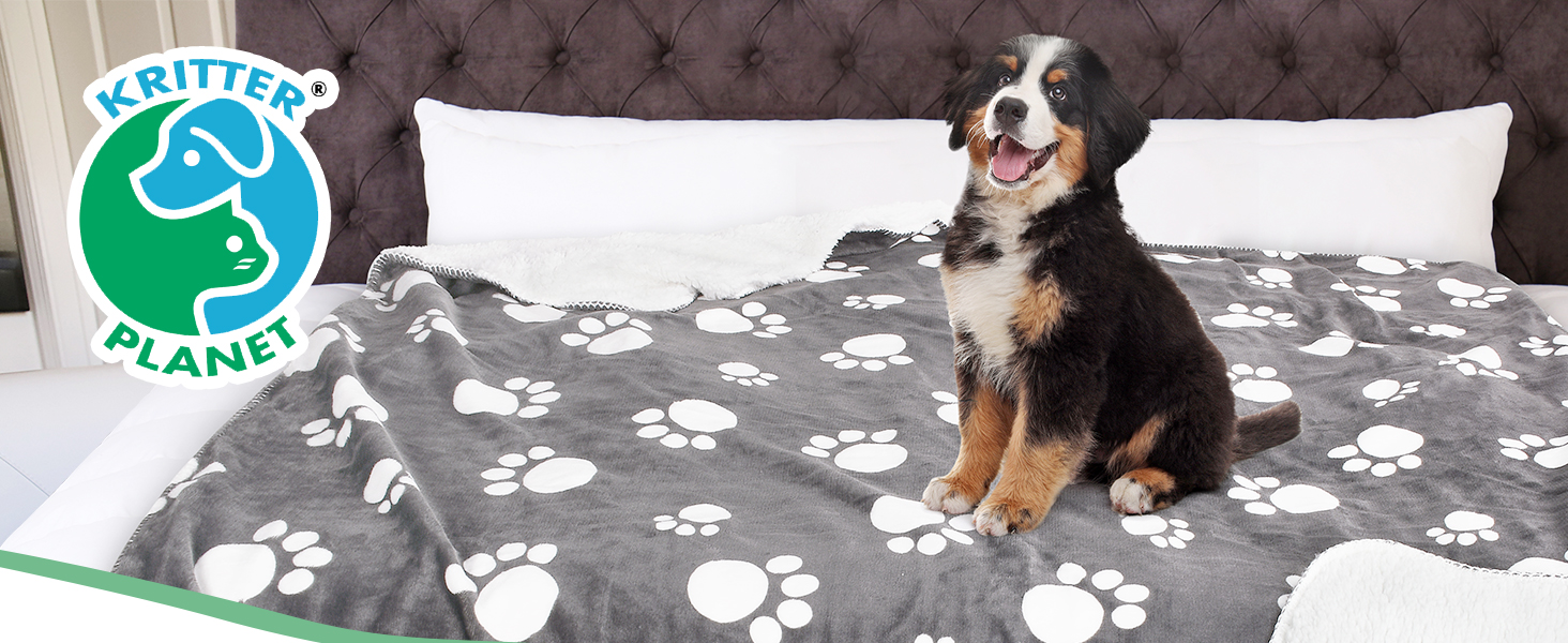 Водонепроникний плед для собак Kritter Planet, м'який та пухнастий, 75x130 см, темно-сірий, захист для авто, дивана, крісла, легко миється