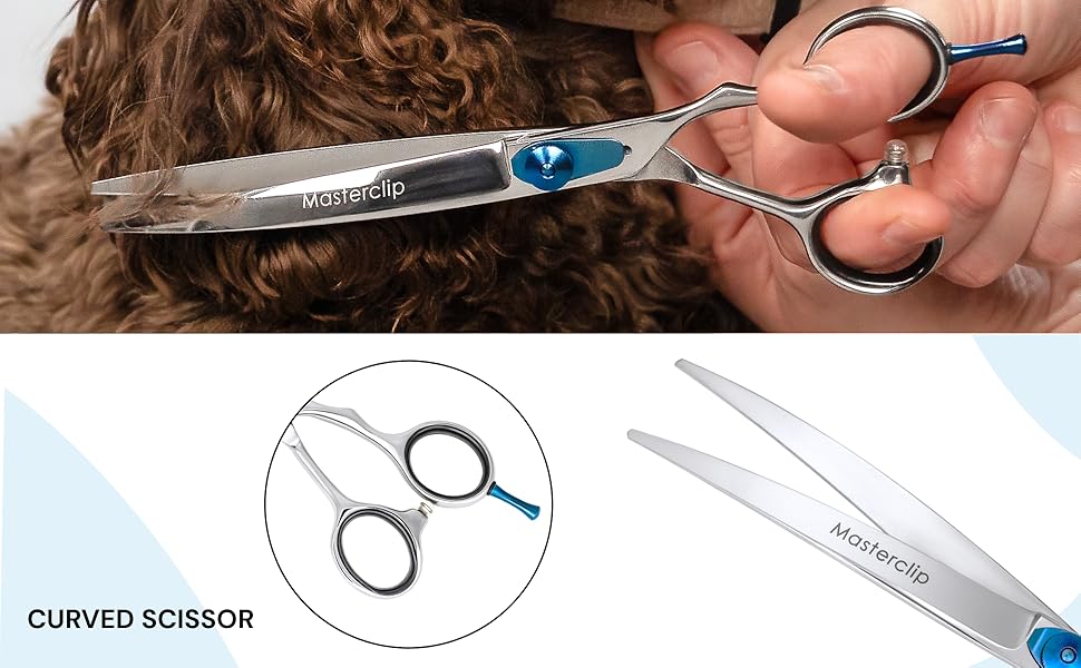 Професійна вигнута ножиця Masterclip Essentials для перукарів (19,1 см), нержавіюча сталь, для правшів