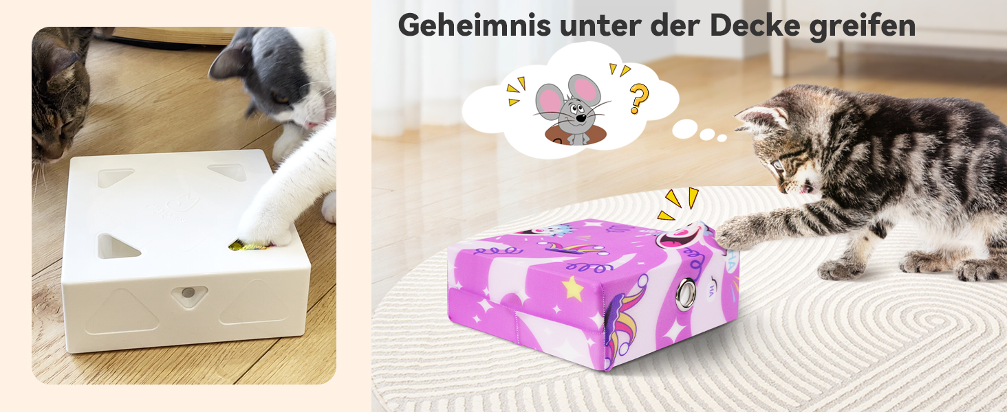 Інтерактивна іграшка для котів Migipaws 3 в 1 MigiBox: електрична коробка з 12 отворів, захована іграшка, паперовий матеріал, для розваги, перезаряджається (біла Migibox)