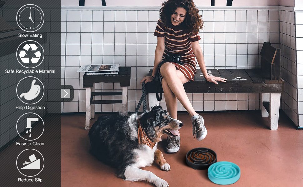 Навчальний миска для собак, повільне годування, анти-заковтування, інтерактивна, безпечна, міцна, екологічна, темно-сіра