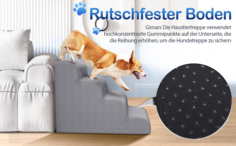 Сходинки для собак Gimars: широкі, міцні, з антиковзким покриттям, для малих та середніх собак, 4 сходинки, сірий колір, знімний чохол