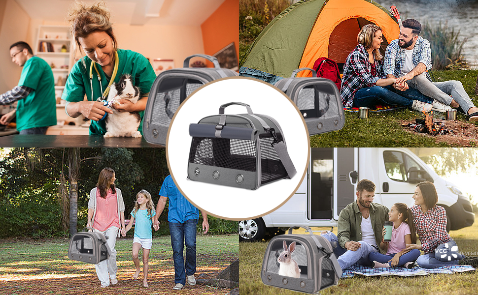 Транспортна переноска для дрібних тварин APKOL - переноска для морських свинок, кроликів, хом'яків, їжаків, сірого кольору