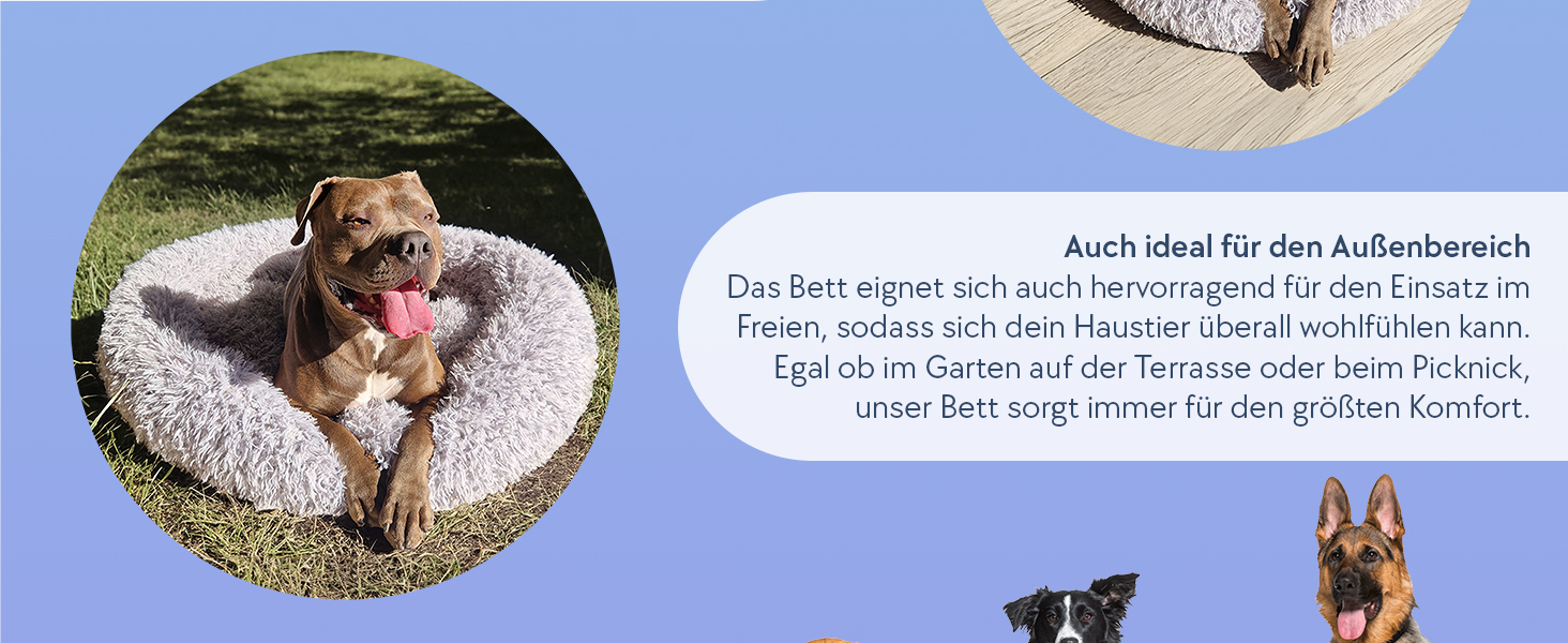 Кругле ліжко для собак Normani - ергономічне, з високим бортиком, 80 см x 80 см x 24 см, колір антрацит