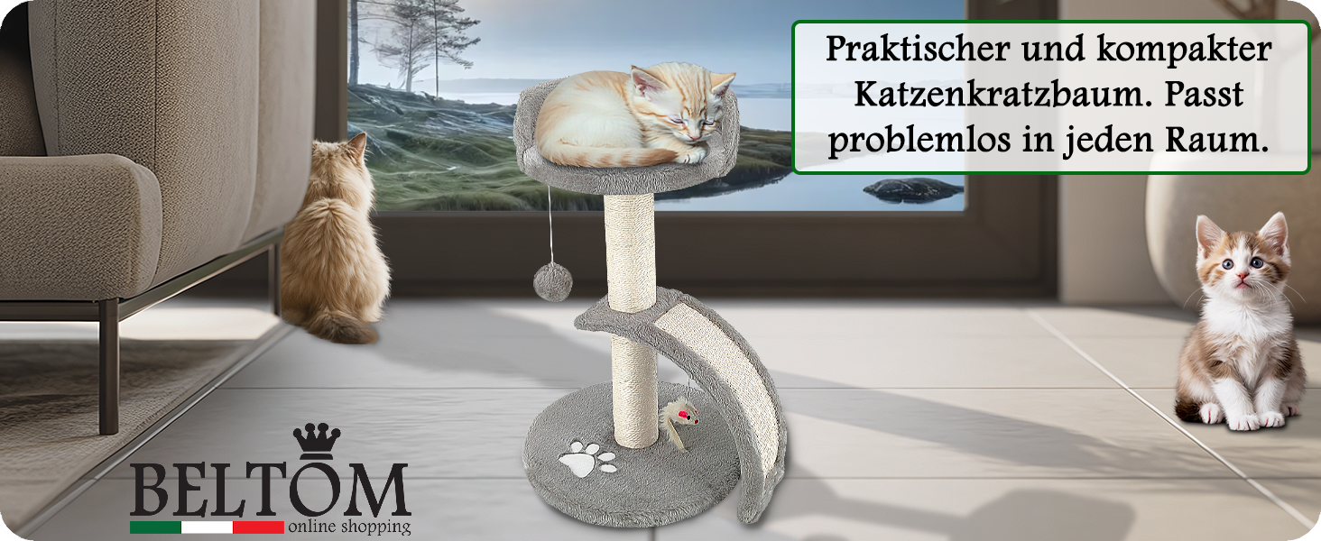 Дерев'яний кігтеточка для котів Beltom® Kratzbaum 54 см, сірий