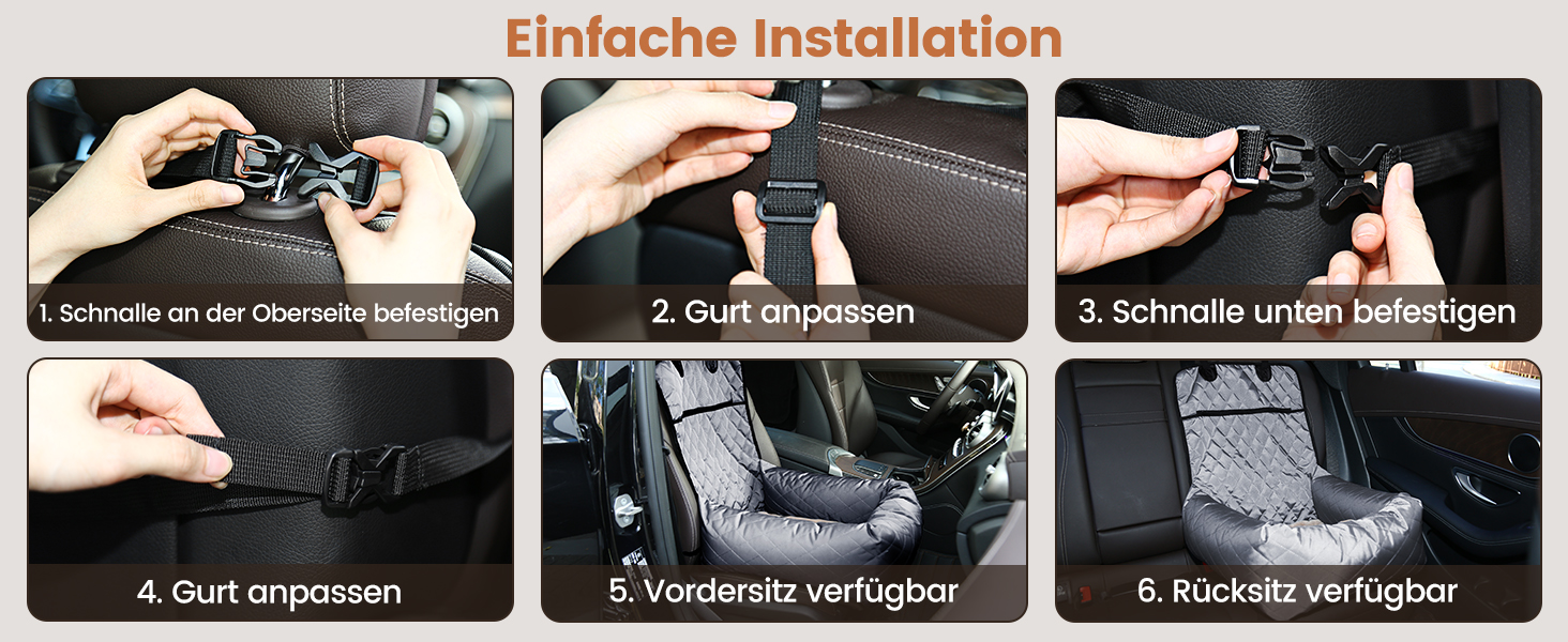Крісло-підвищення для собак у машину 2 в 1 з підстилкою та ременем безпеки (Сірий, M)