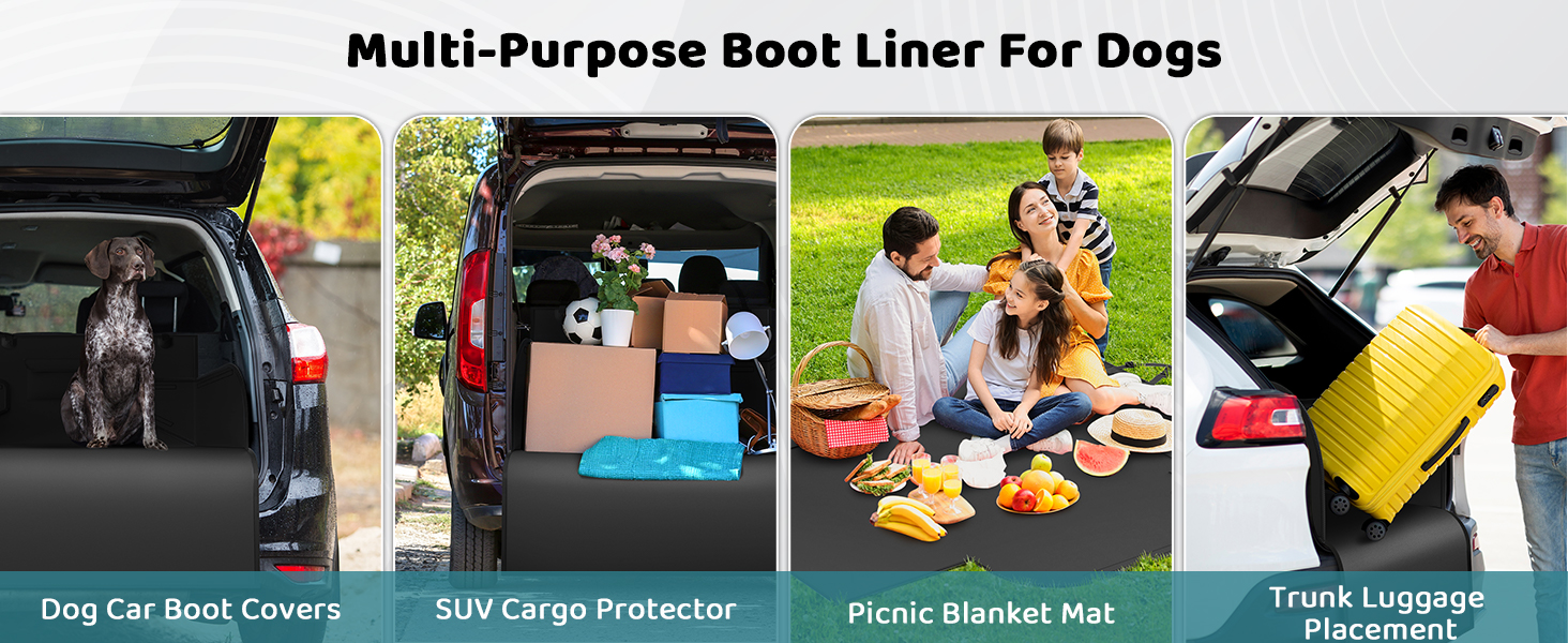 Захист для багажника автомобіля від бруду та подряпин для собак KYG - універсальний, водовідштовхуючий, стійкий до зношування, з боковими захистами, легко миється, чорний, 185x105x38 см