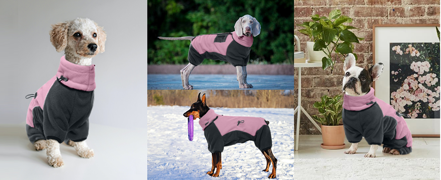 Флісовий теплий одяг для собак: куртка, светр з коміром-гетром, зимовий одяг для собак (Рожевий, M)