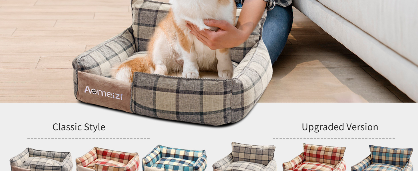 Ортопедичне ліжко для собак середніх та великих порід PETCUTE з знімним та миючим чохлом, антиковзаюче дно, м'яке диван-ліжко, сірий колір, з підголівником