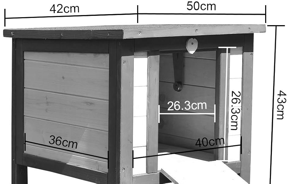 Будинок для котів 50x45x43 см із відкидною кришкою та пандусом, утеплений для зими