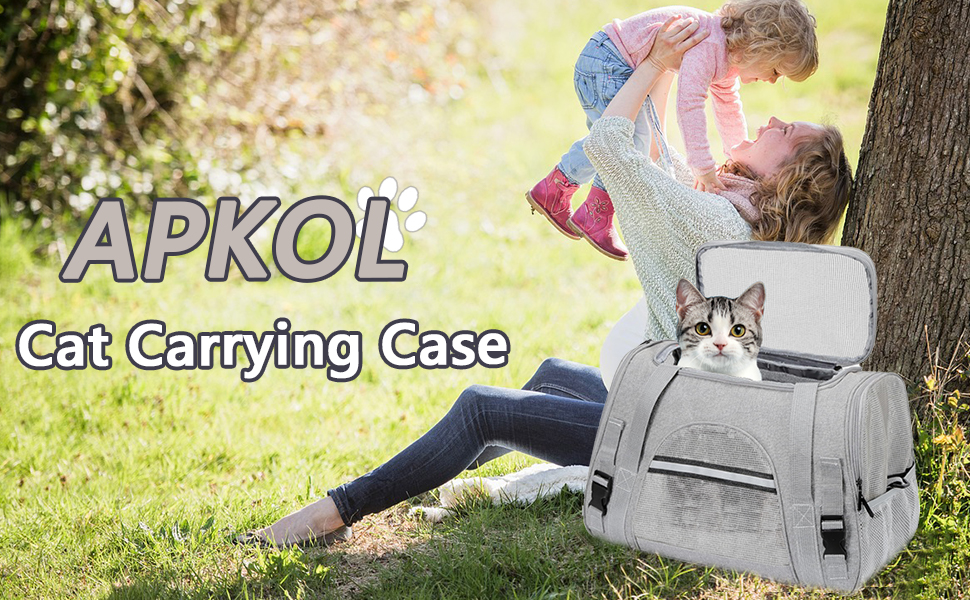 Транспортна сумка для кота APKOL, сіра, до 5 кг, складна, з плечовим ременем