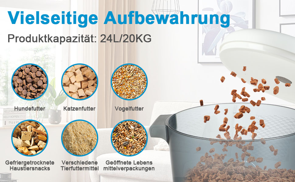 Контейнер для корму EFIL Vakuum - вакуумний контейнер для кормів для собак, котів та птахів, BPA-free, 24L