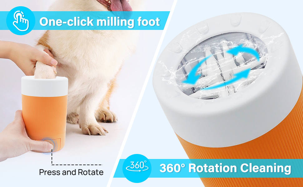 Очищувач лап для собак середніх порід, мийка для лап, пристрій для миття лап, аксесуар для догляду за тваринами (Помаранчевий)