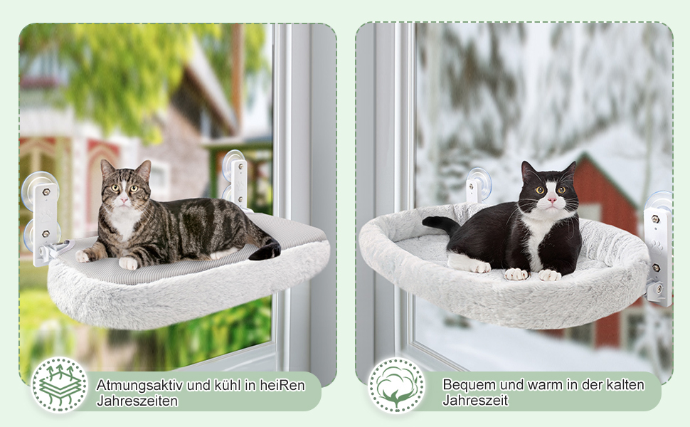 Кішка ліжко гамак для вікна, гамак для котів без мотузки, складане ліжко для котів на вікно з присосками, стабільний гамак для котів, вантажопідйомність 15 кг, сірий колір